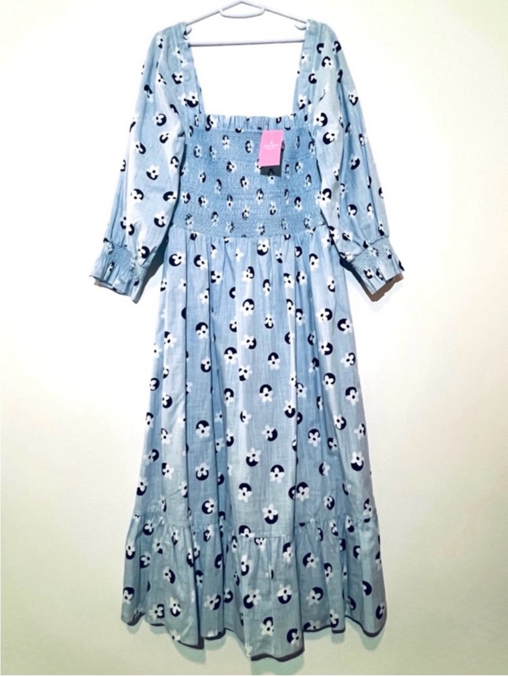 KATE SPADE Women’s floral dot smocked midi dress🦋🦋 - Picture 7 of 9